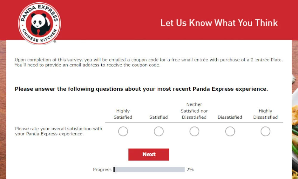 Pandaguestexperience |Take Panda Express survey | Get a Free Entree